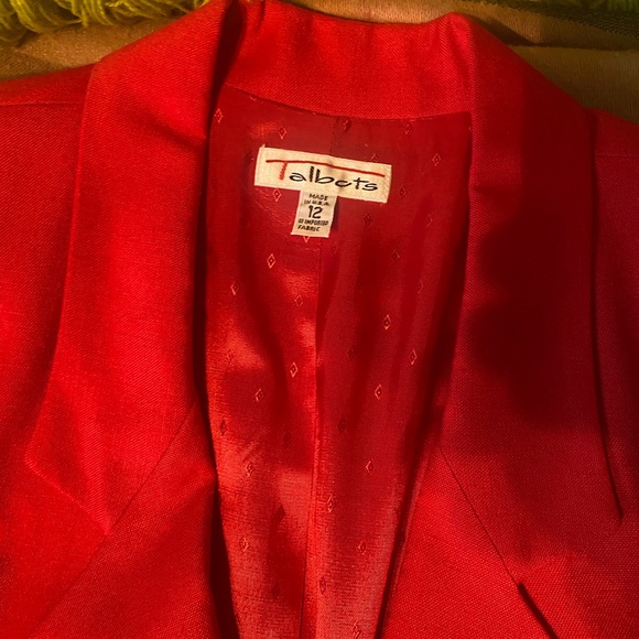 TALBOTS VINT90s CHERRY RED LINED DOUBLE BUTTON BLAZER - cherry red size 12womens - Picture 14 of 15
